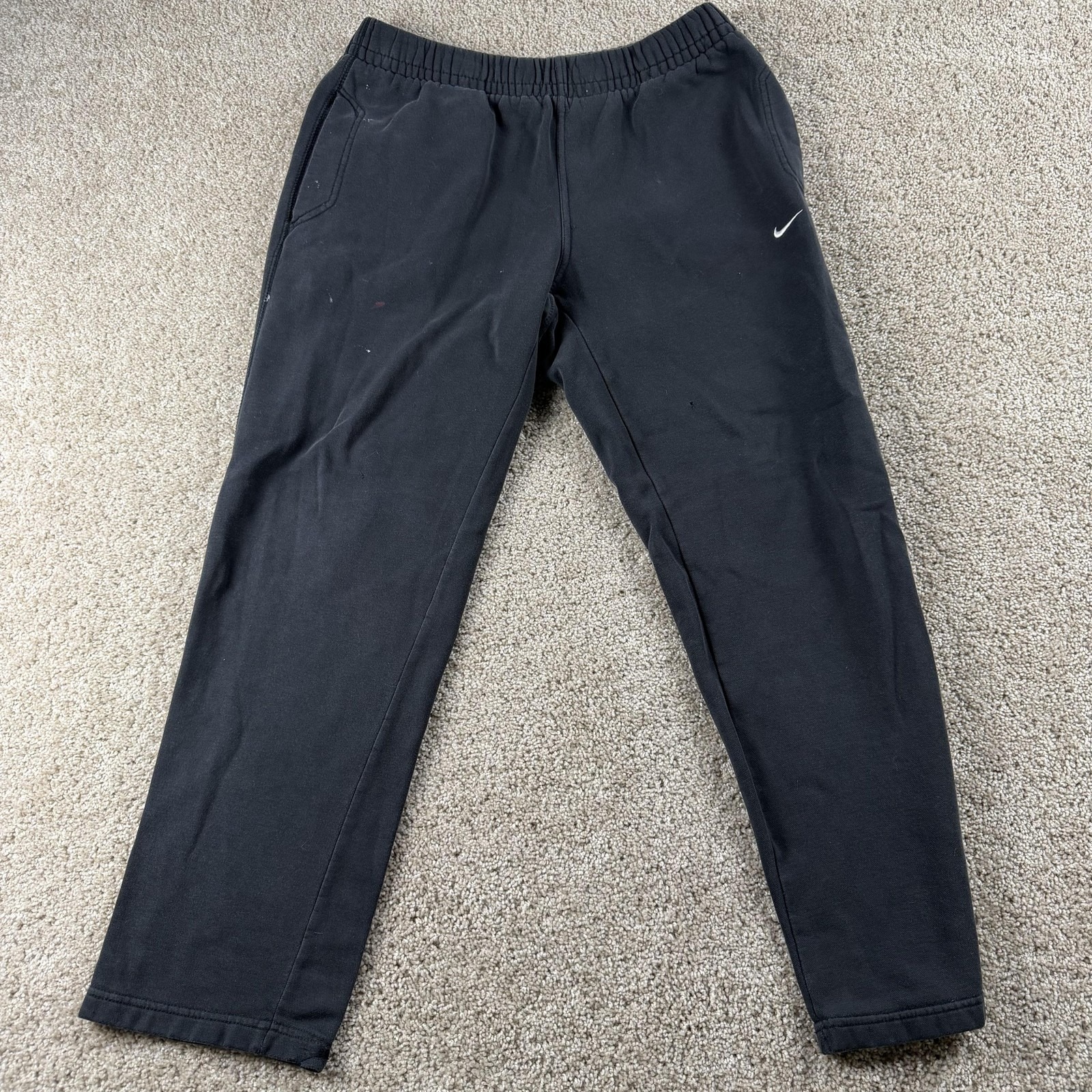 Nike Sweatpants Mens Medium Black Fleece Straight Elastic Waist Pockets Swoosh